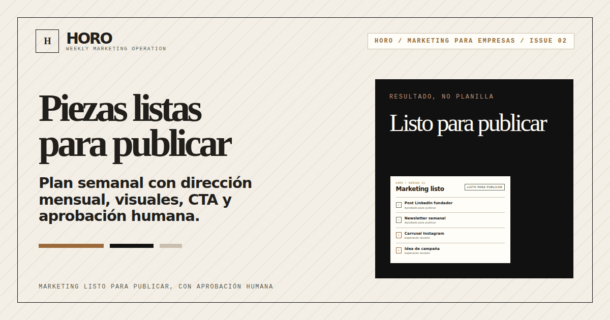 Portada: Plan de marketing semanal para empresas: piezas listas para publicar