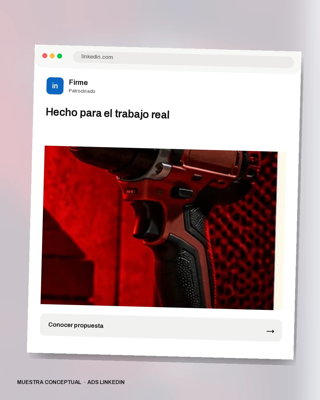 Mockup conceptual de LinkedIn para Firme: Hecho para el trabajo real