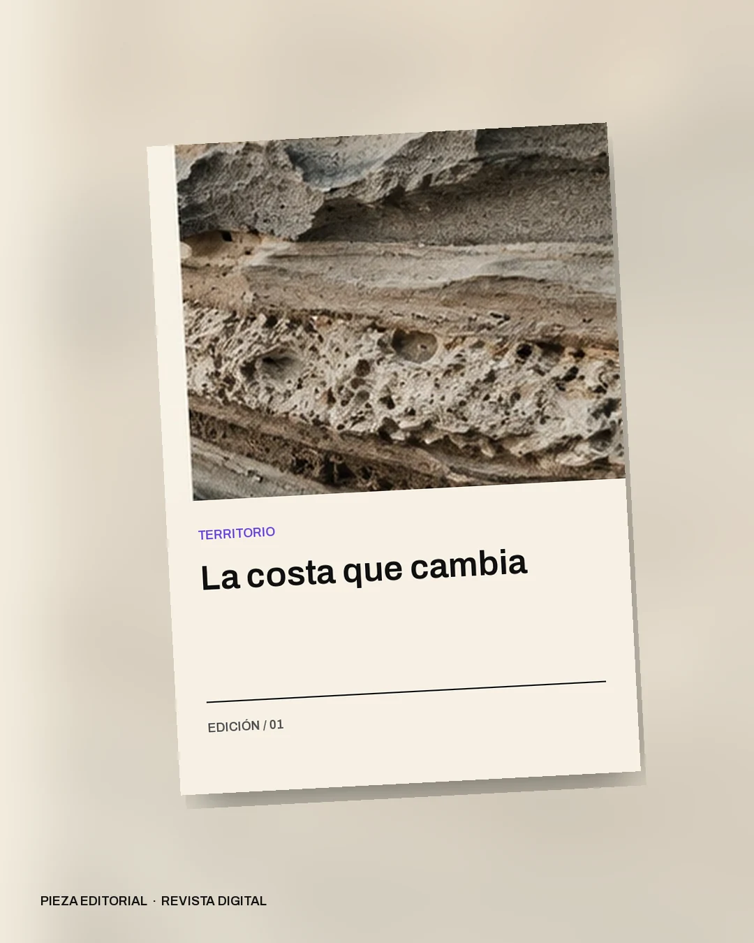 Mockup conceptual de Revista digital para Territorio: La costa que cambia