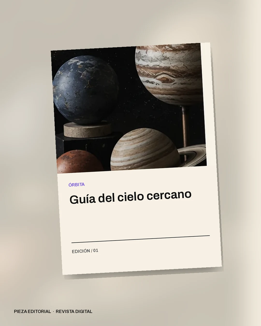 Mockup conceptual de Revista digital para Órbita: Guía del cielo cercano