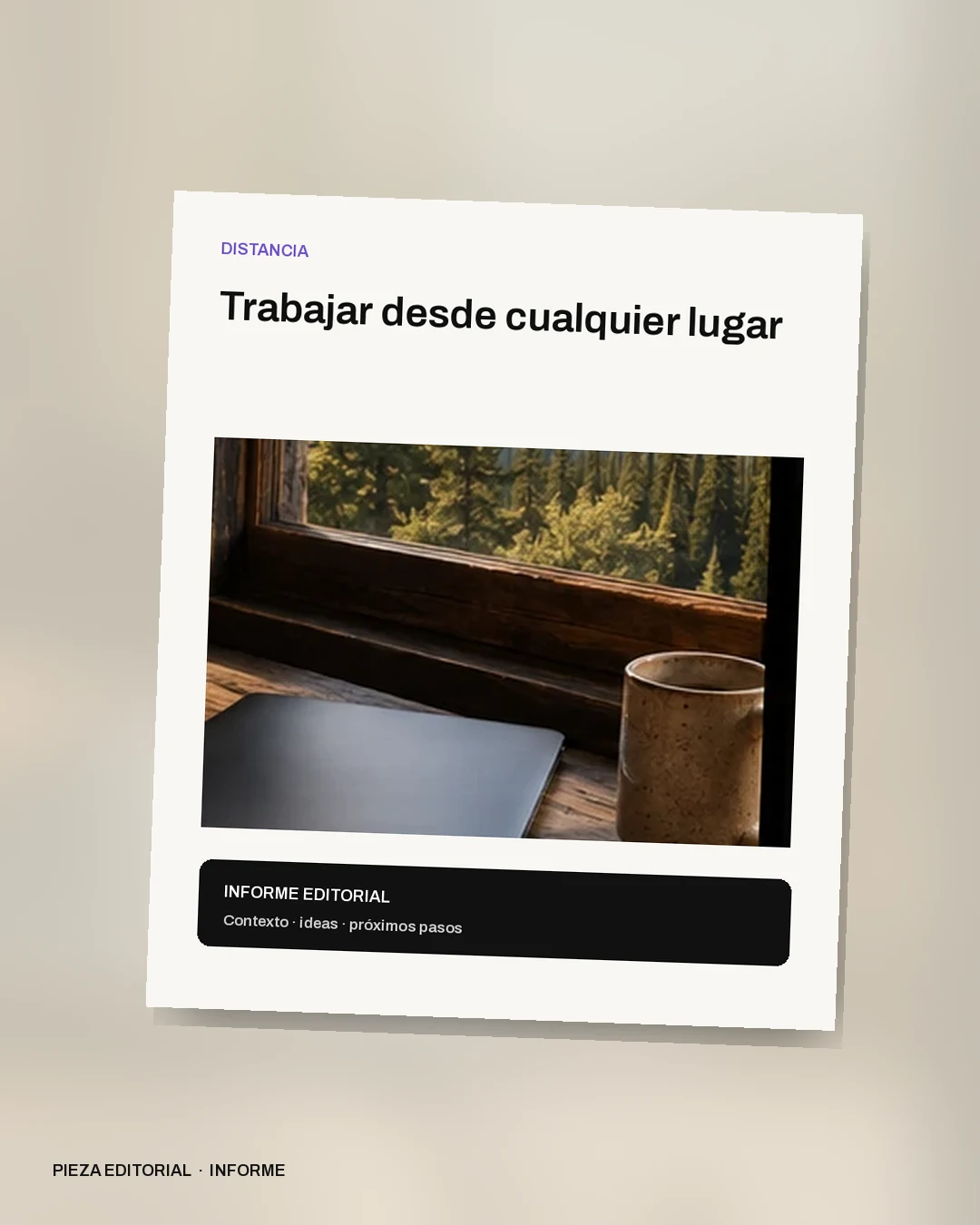 Mockup conceptual de Informe para Distancia: Trabajar desde cualquier lugar