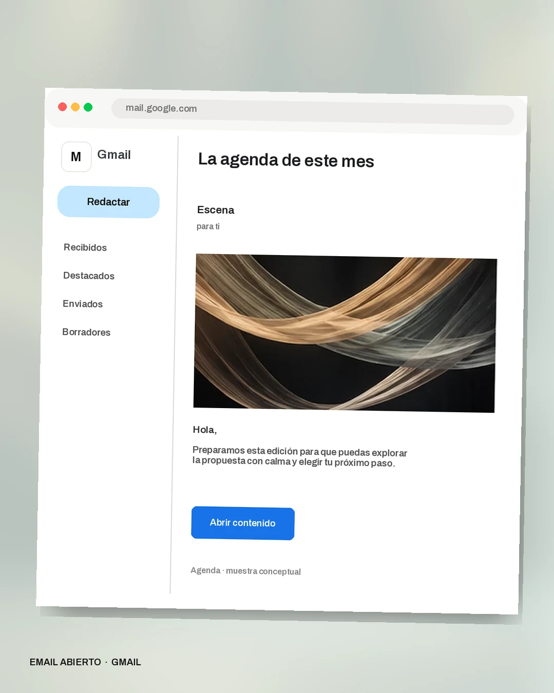 Mockup conceptual de Agenda para Escena: La agenda de este mes