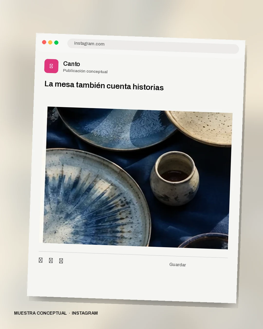 Mockup conceptual de Instagram para Canto: La mesa también cuenta historias
