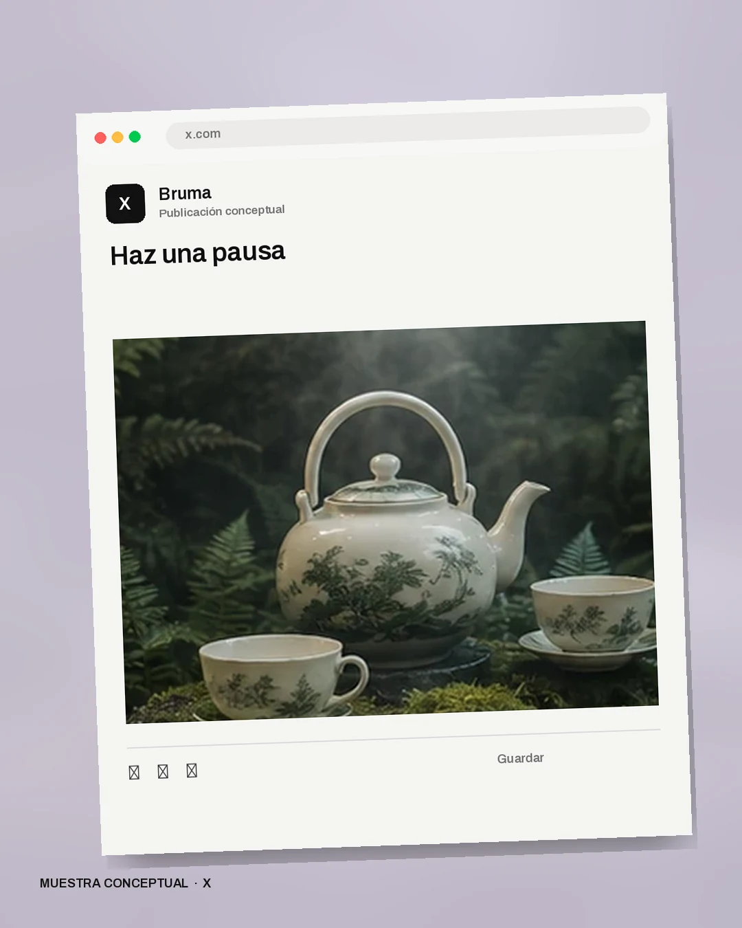 Mockup conceptual de X para Bruma: Haz una pausa