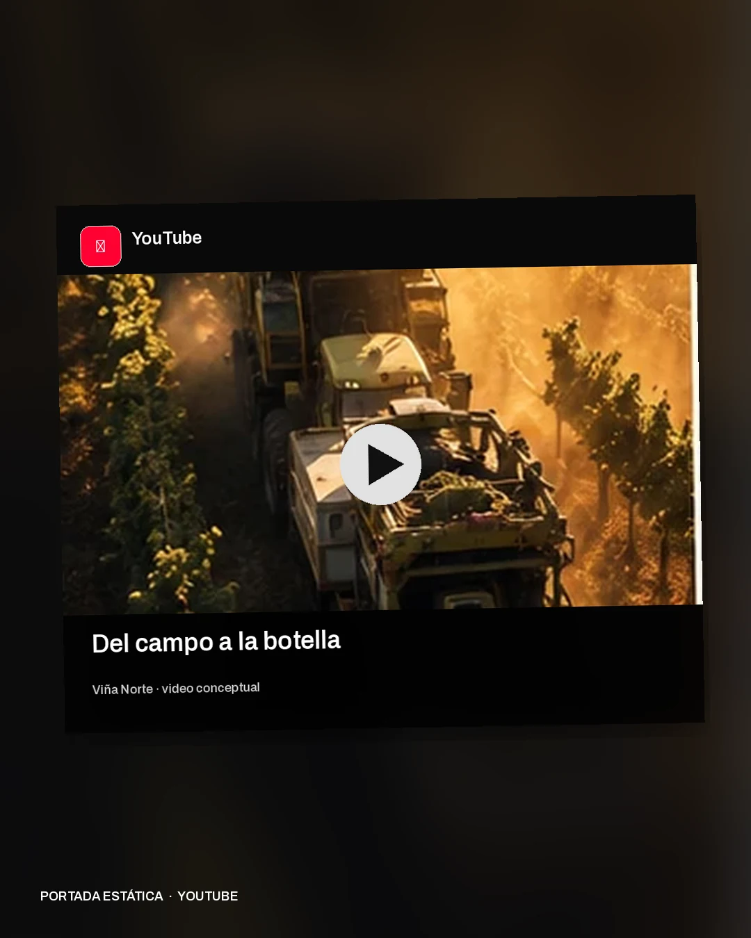 Mockup conceptual de YouTube para Viña Norte: Del campo a la botella
