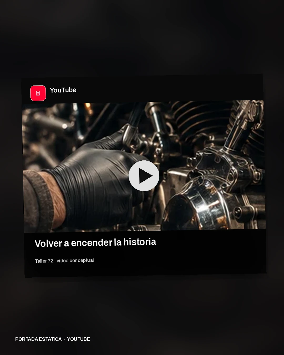 Mockup conceptual de YouTube para Taller 72: Volver a encender la historia