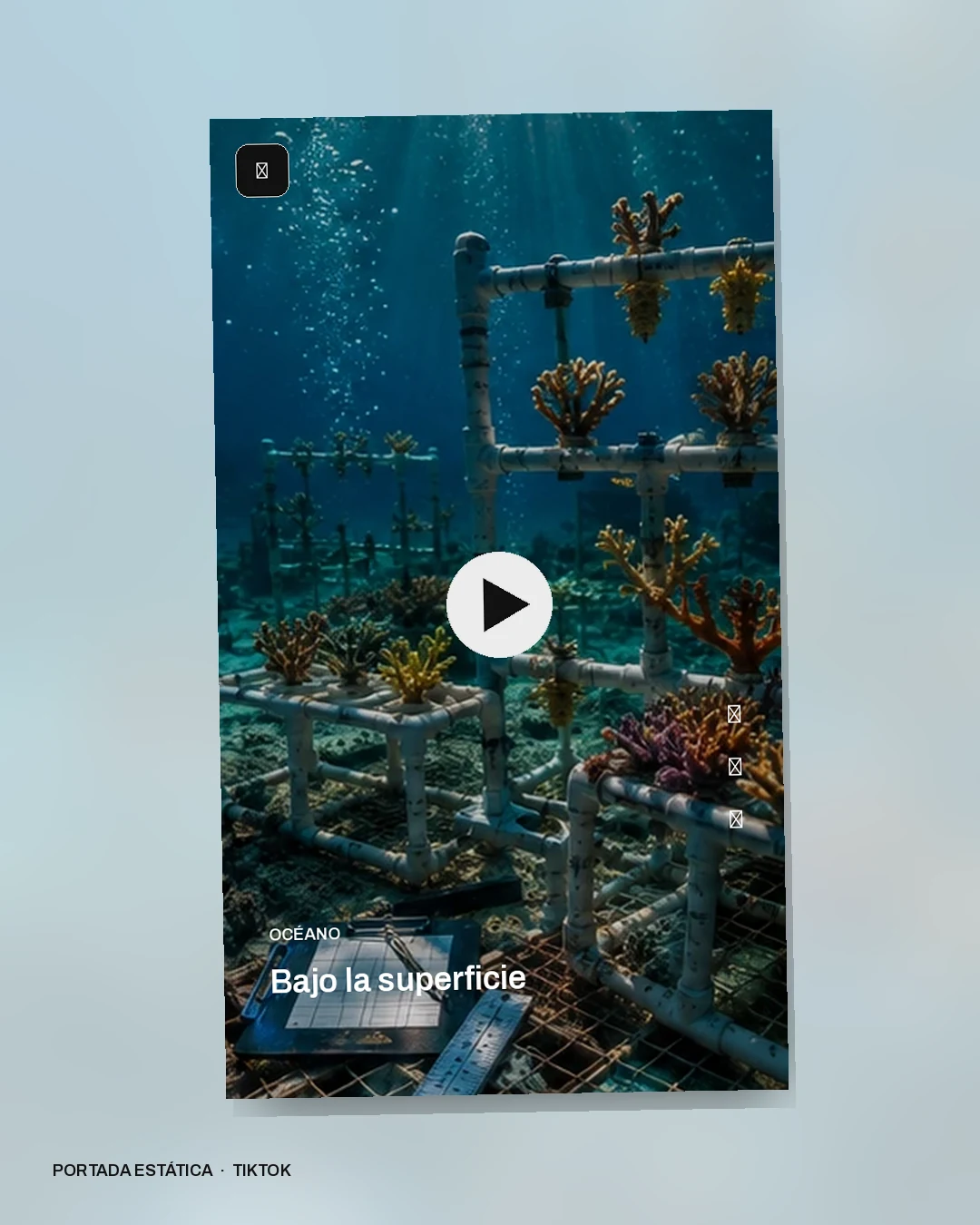 Mockup conceptual de TikTok para Océano: Bajo la superficie